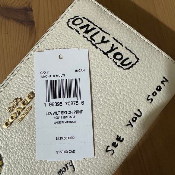 ❤️ Coach Long Zip Around Wallet With "Only You" Sketch Print - Picture 8 of 10